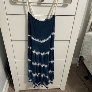 Blue and White tie dye flowy Sun dress